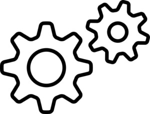 Icon of two gears interlocking